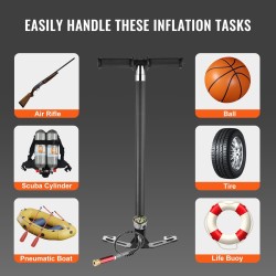 PCP-käsipumppu 4-vaiheinen 4500 PSI ruostumaton teräs alumiiniseos öljy-kosteussuodatin painemittarilla