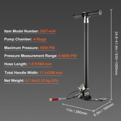 PCP-käsipumppu 4-vaiheinen 4500 PSI ruostumaton teräs alumiiniseos öljy-kosteussuodatin painemittarilla