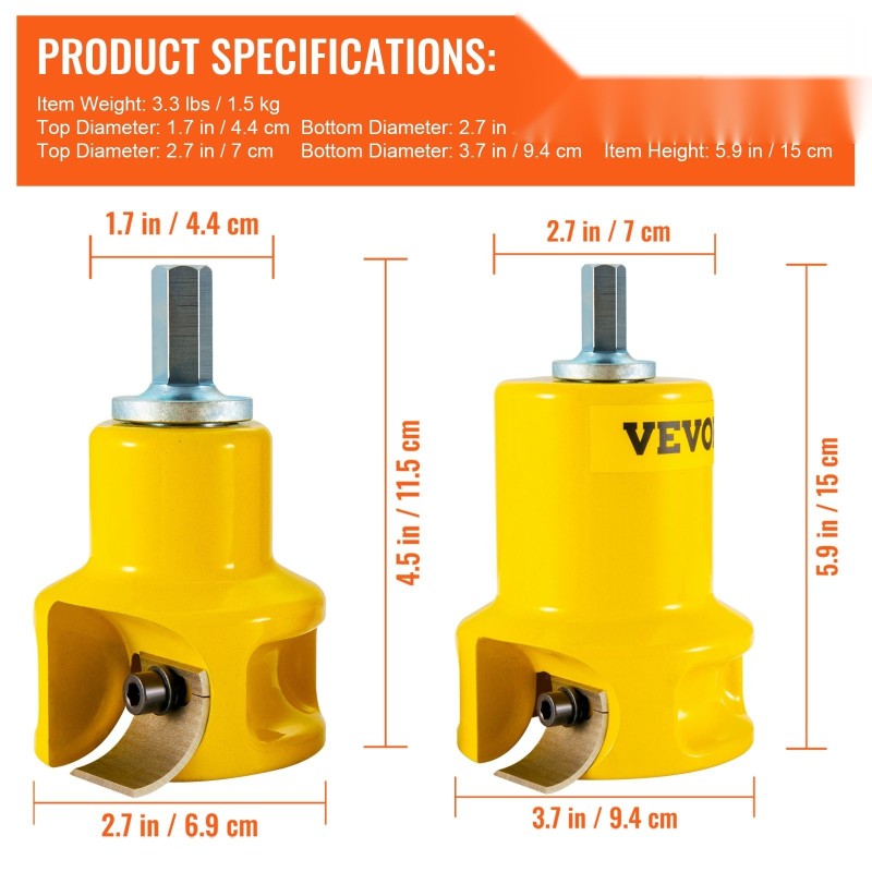 Tapinleikkuri alumiini ja teräs 25,4 mm ja 50,8 mm 6 terää puutöihin