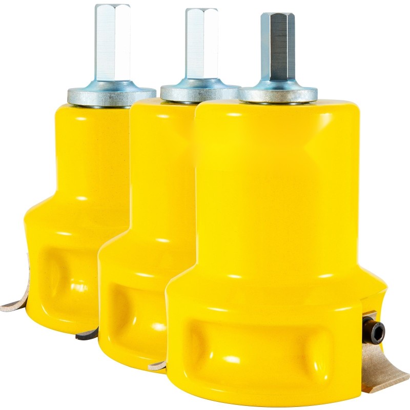 Tappiteräsarja alumiini- ja teräsrunkoinen 25,4 38 50,8 mm pyörötappeihin kaarevilla kaksoisterillä