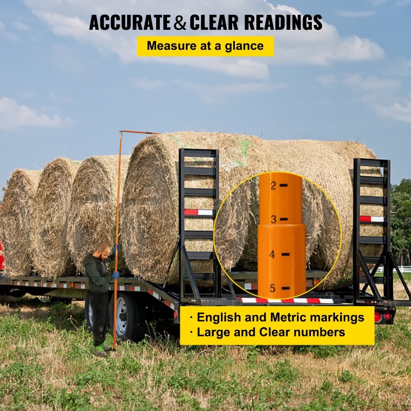 Lasikuituinen sähköä johtamaton kuormankorkeusmittatikku 15 jalan taittuva kantolaukulla ajoneuvokuljetuksiin