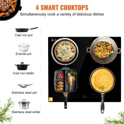 Sähkökäyttöinen keraaminen upotettava liesitaso 24 tuuman 4 keittoaluetta kosketusohjaus