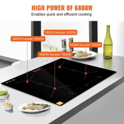 Sähkökäyttöinen keraaminen upotettava liesitaso 24 tuuman 4 keittoaluetta kosketusohjaus