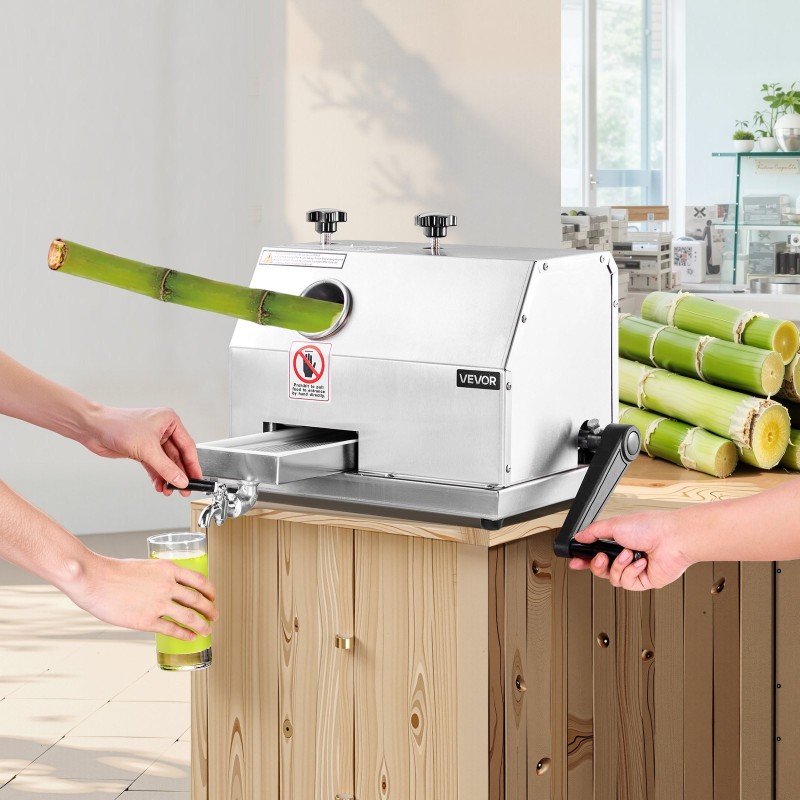 Manuaalinen sokeriruokomehupuristin ruostumatonta terästä 3 rullaa käsikampilla 110 paunaa tunnissa