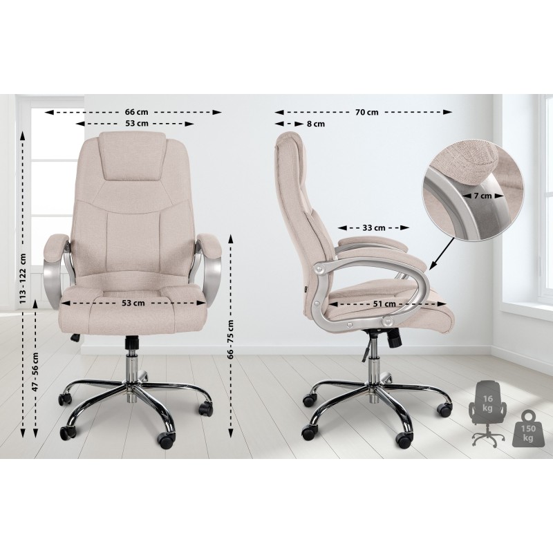 Ergonominen xl-toimistotuoli 150 kg kantavuudella säädettävä korkeus