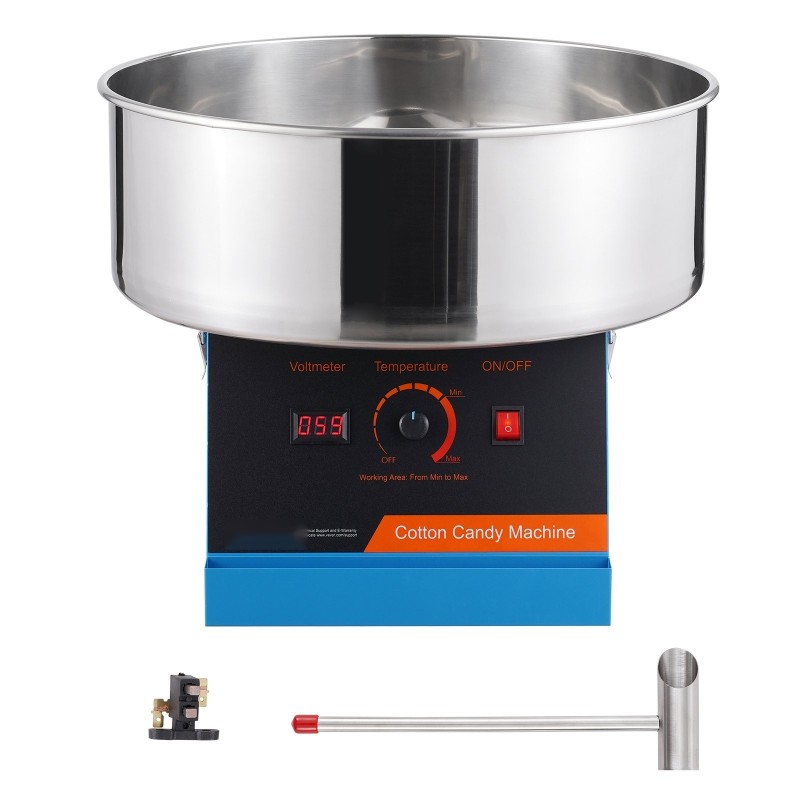 Sähkökäyttöinen hattarakone 1000 wattia ruostumattomalla teräskulholla 6 hattaraa minuutissa sininen