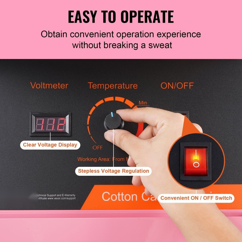 Sähkökäyttöinen hattarakone 1000W elintarvikekelpoinen ruostumattomasta teräksestä oleva kulho vaaleanpunainen juhliin