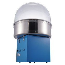 Sähköinen sininen hattarakone 1000 W ruostumattomalla teräskulholla suojakannella noin 6 hattaraa minuutissa