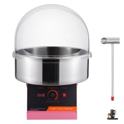 Sähköinen hattarakone 1000 wattia ruostumaton teräskulho 6 hattaraa minuutissa suojakupulla pinkki