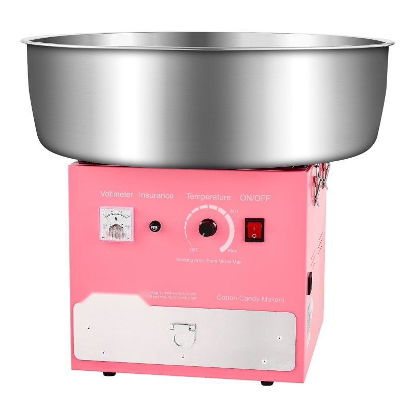 Sähköinen hattarakone 1000 wattia 52 senttimetriä ruostumattomasta teräksestä kulho vaaleanpunainen sokerikauhalla