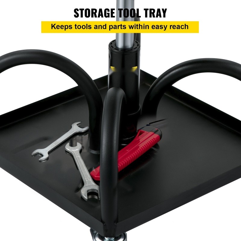 Rullaava verstaustuoli teräsrunko 135 kg kantavuus säädettävä 40–52 cm terästarjotin