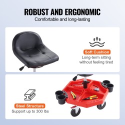 Pyörillä liikkuva tallijakkara pehmustettu istuin 420x370 mm säädettävä korkeus