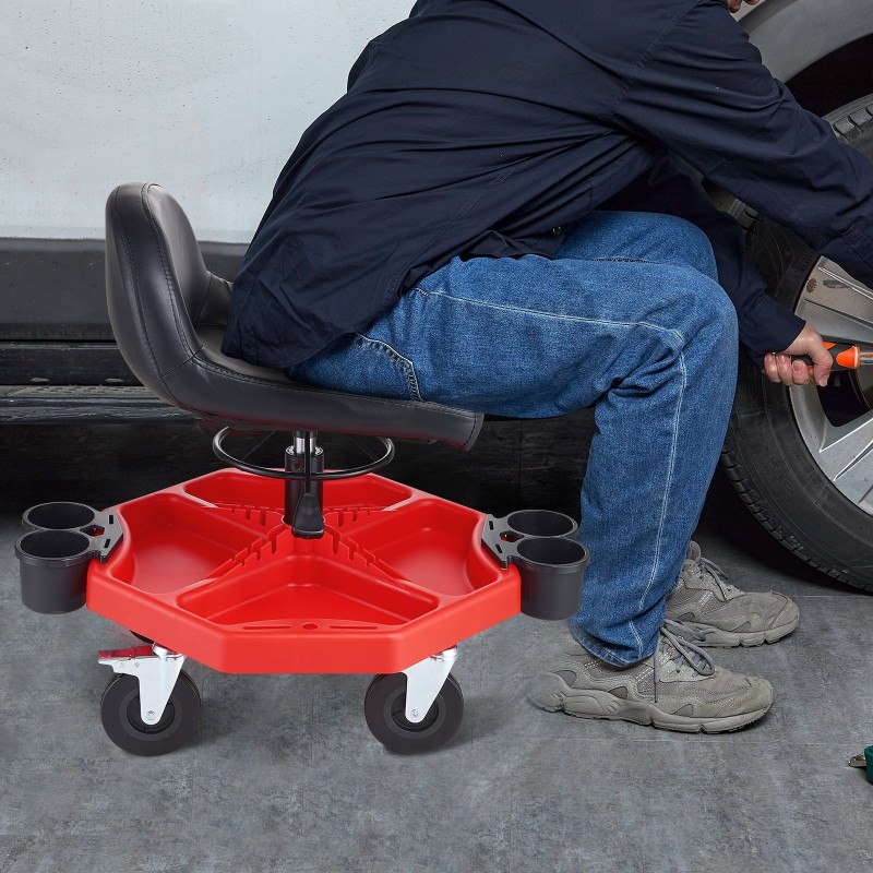 Pyörillä liikkuva tallijakkara pehmustettu istuin 420x370 mm säädettävä korkeus