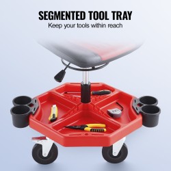 Rullaava korjaamotuoli teräsrunko pehmustettu istuin säilytyslokerolla säädettävä korkeus 685–805 mm