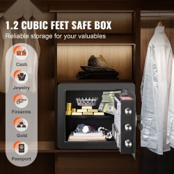 Kassakaappi kylmävalssatusta hiiliteräksestä 33,9 l digitaalinen numerolukko 2 mekaanista avainta palonkestävä pussi