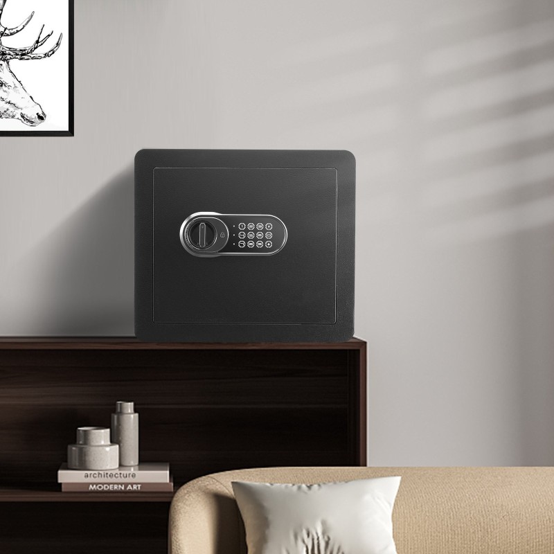 Kassakaappi kylmävalssatusta hiiliteräksestä 33,9 l digitaalinen numerolukko 2 mekaanista avainta palonkestävä pussi