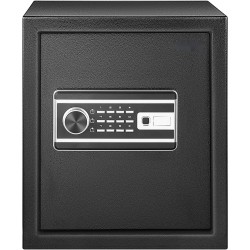 Kassakaappi Q235 teräs 0,048 m³ paloturvallinen musta sormenjälkilukolla digitaalinäppäimistöllä seinäkiinnitys irrotettava