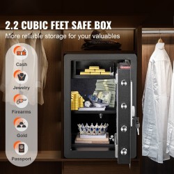 Turvakaappi teräksinen 62 l sormenjälkitunnistimella digitaalinen näppäimistö kaksi avainta palonkestävä pussi