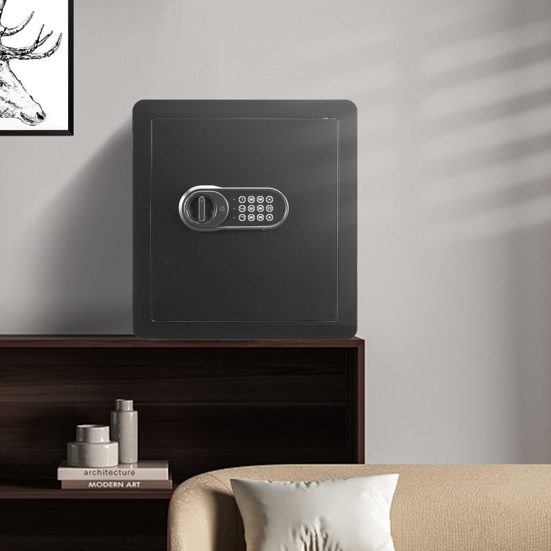 Kassakaappi 51 l kylmävalssattu hiiliteräs sähköinen näppäimistö 2 avainta palonkestävä pussi