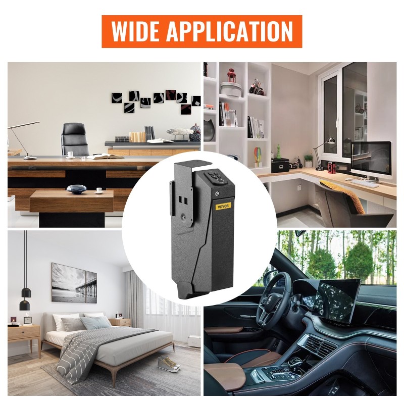 Pistoolin turvalipas teräsrunkoinen sormenjälkilukolla 120 sormenjälkeä pehmustettu sisäosa