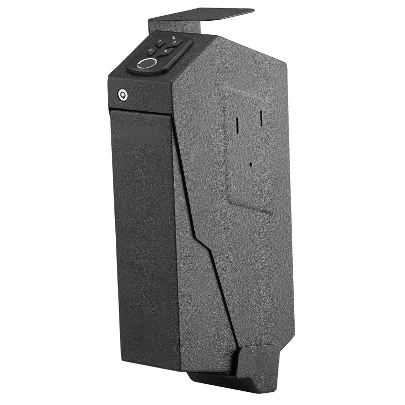 Pistoolin turvalipas teräsrunkoinen sormenjälkilukolla 120 sormenjälkeä pehmustettu sisäosa