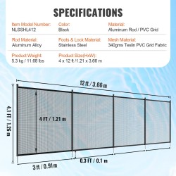 Uima-allasaita 1,21x3,66 m musta 340 g verkkokangas alumiinitolpat ruostumattomat jalat
