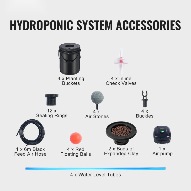 Syvänveden vesiviljelyjärjestelmä PP-muovi 4 ämpäriä 20 l ilmapumpulla