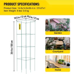 Tomaattituet teräs PVC-pinnoitettu kolmitasoinen 3 kpl neliörakenne 37x37x100 cm