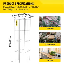 Tomaatinkehikot 5 kpl teräs PVC-pinnoitetut 30x30x117 cm neliönmuotoiset köynnöskasveille