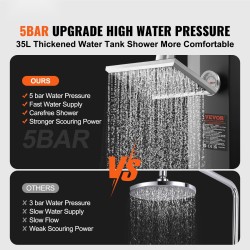 Ulkosuihku aurinkolämmityksellä 35 l säiliöllä suihkupäällä jalkahanalla