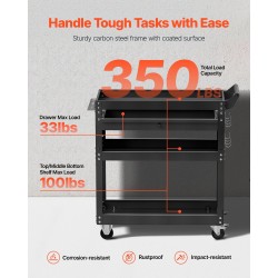 Työkaluvaunu 4-tasoinen 160 kg kantavuus 3 hyllyä lukittava laatikko pyörillä