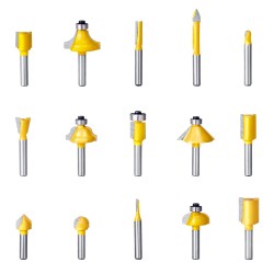 Jyrsinteräsarja 15 kpl kovametalliterää 6 35 mm varsi muovikotelo puutöihin