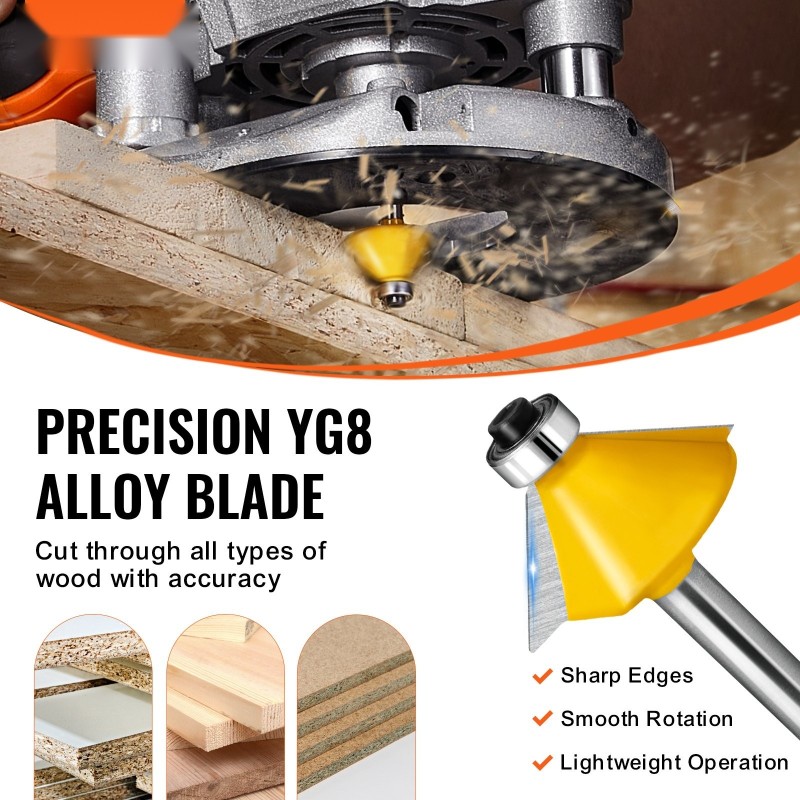 Jyrsinteräsarja 15 kpl kovametalliterää 6,35 mm varsi muovikotelo puutöihin