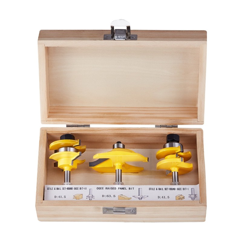 Jyrsinteräsarja 3 osaa YG8 kovametalli 6,35 mm varsi puukotelo puuntyöstöön