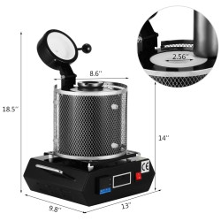 Sulatusuuni kolmen kilogramman grafiittisulatusastiolla digitaaliohjauksella 1150 °C kullan ja hopean sulatukseen