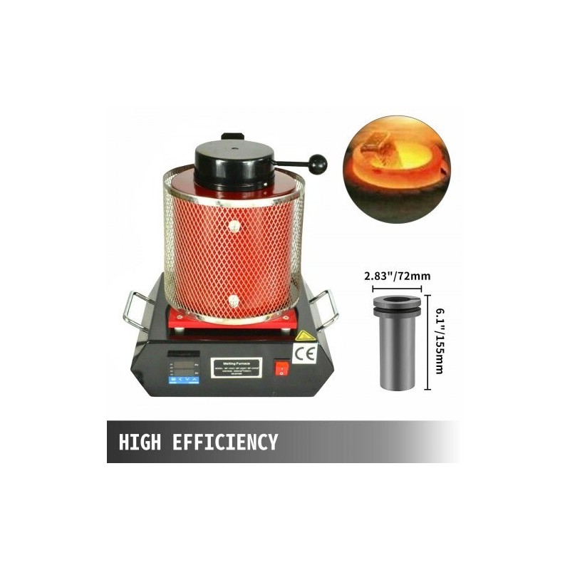 Sulatusuuni kahden kilogramman digitaalinen automaattinen jalometallien sulatukseen grafiittiupokas