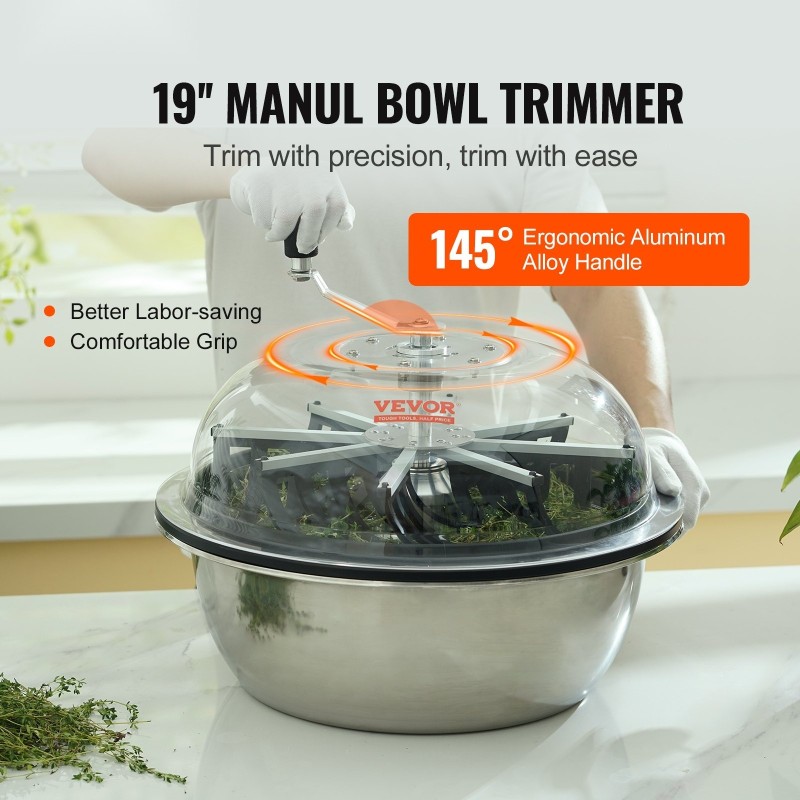 Manuaalinen lehtikulholeikkuri 19 tuuman ruostumattomasta teräksestä kolmella terällä läpinäkyvällä kupolilla taitettavalla