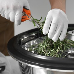 Manuaalinen lehtikulholeikkuri 19 tuuman ruostumattomasta teräksestä kolmella terällä läpinäkyvällä kupolilla taitettavalla