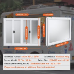 Myyntiluukku alumiiniseosrunko 124,8×94,3 cm ruostumattomat teräsverkot ruokarekkoihin