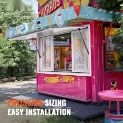 Palveluluukku alumiiniseoksesta 1552x943 mm 4 liukuikkunaa markiisiovi 85 asteen