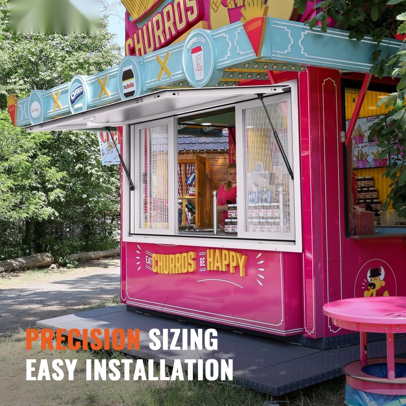 Palveluluukku alumiiniseoksesta 1552x943 mm 4 liukuikkunaa markiisiovi 85 asteen