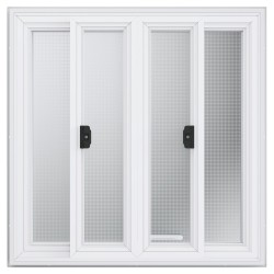 Myyntiluukku alumiiniseoksinen 943x943 mm neljä liukuikkunaa markiisiovi ruokarekkoihin