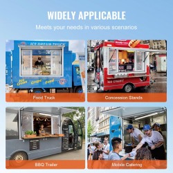 Myyntiluukku ruokavaunuun alumiiniseosrunko asennuskoko 1220x915 mm 4 liukuikkunaa ruostumaton teräsverkko