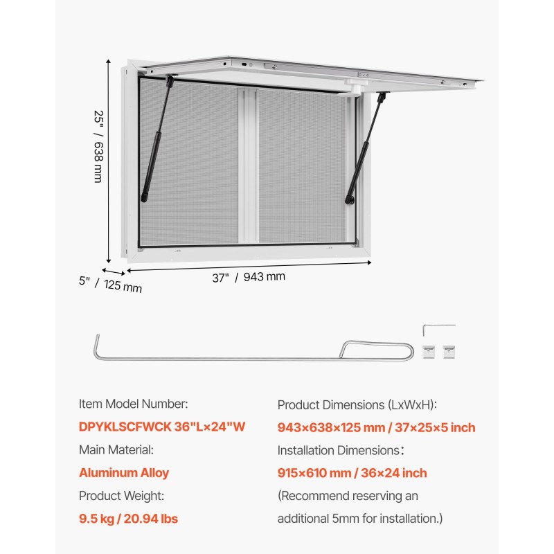 Palveluluukku alumiiniseos 92x61 cm kaksi liukuikkunaa hyönteisverkolla markiisiovi kaasujousi ruokarekkoihin