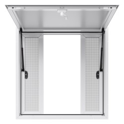 Myyntiluukku alumiiniseos 943x943 mm ruokarekkoihin 4 liukuikkunaa markiisiovi jopa 85 asteen hyttysverkko