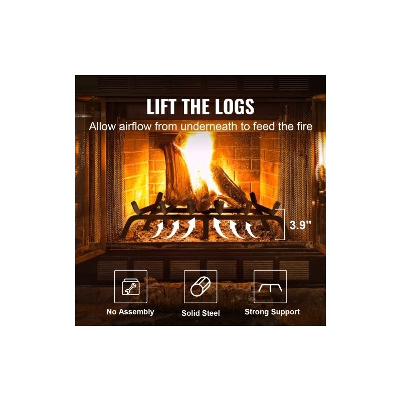 Tukkiritilä jauhemaalattua terästä 27-tuumainen 6 tukijalkaa takkaan ja puu-uuniin