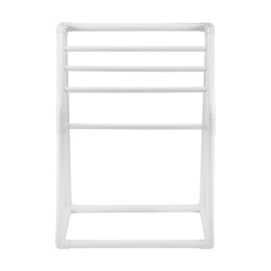 Allaspyyheteline 5 poikkipuuta PVC muovi valkoinen trapetsimainen vapaasti seisova ulko ja sisäkäyttöön