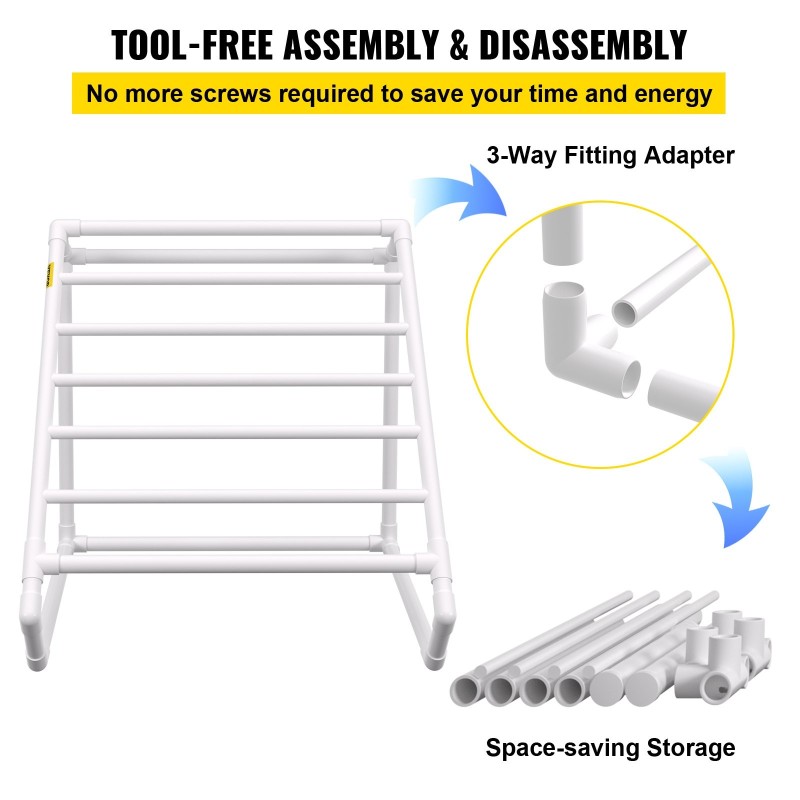 Pyyheteline muovinen ulkokäyttöön 8 tankoa kolmionmuotoinen valkoinen 138x138x140 cm