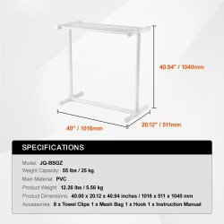 Pyyheteline 5 tankoa muovinen valkoinen T-muotoinen uima-altaalle rannalle