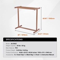 Pyyheteline PVC-putkinen 5 poikkitangolla T-muotoinen vapaasti seisova uima-altaalle